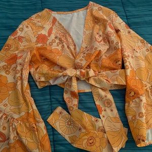 Shein Cropped Front Tie Top